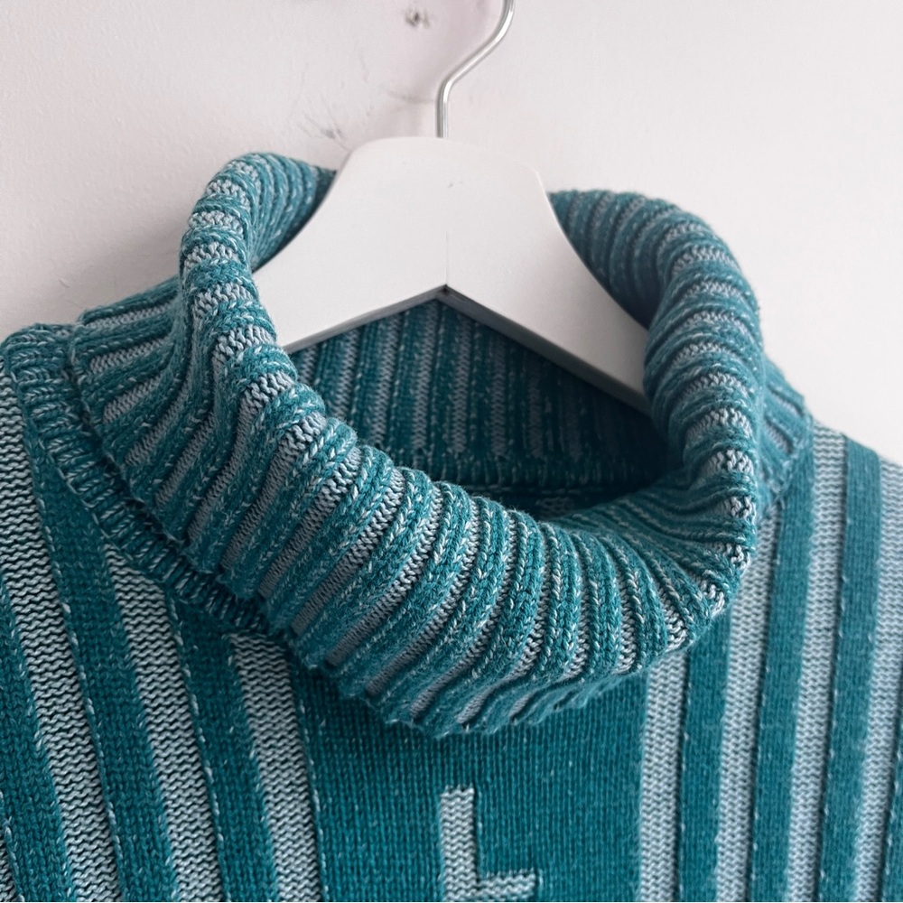 Y2K Lady Dutch Teal Turtleneck Sweater - Picture 5 of 9